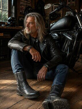 Hot Leathers BTM1019 Leather 12” Tall Motorcycle Boots Mens 11 Black